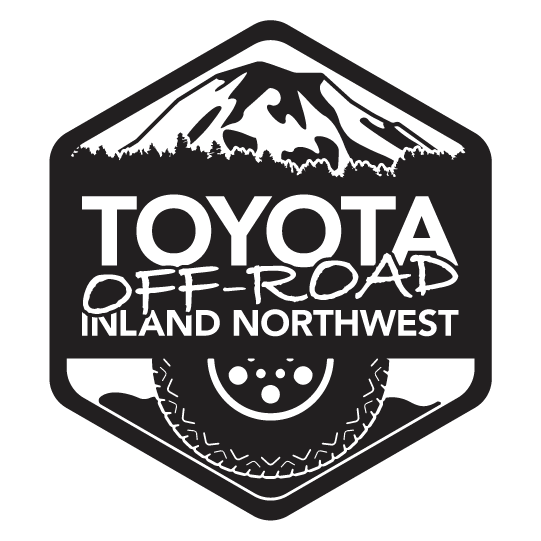 A decal designed by Gordon Smith for a Toyota Off-Road club, a black decal featuring Mt. Rainier.