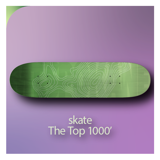 A topographic skateboard design done by Gordon Smith