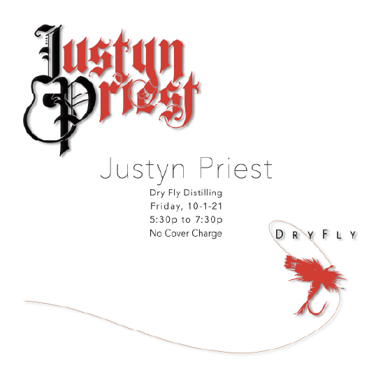 Digital flyer for a Justyn Priest concert, designed by Gordon Smith