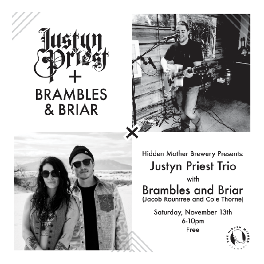 Digital flyer for a Justyn Priest concert, designed by Gordon Smith