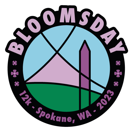 Graphic design made by Gordon smith used for the bloomsday finisher medal, an illustrative version of Spokane's pavilion and clock tower.