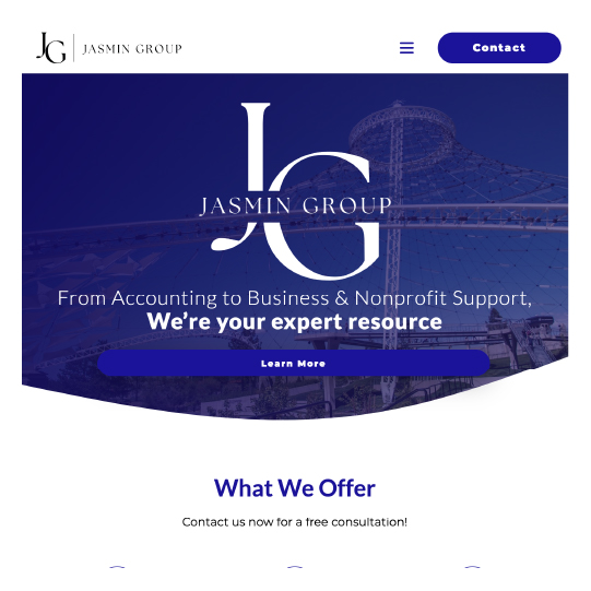 screen shot of Jasmin Group's website