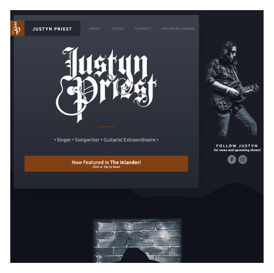 screen shot of Justyn Priest website